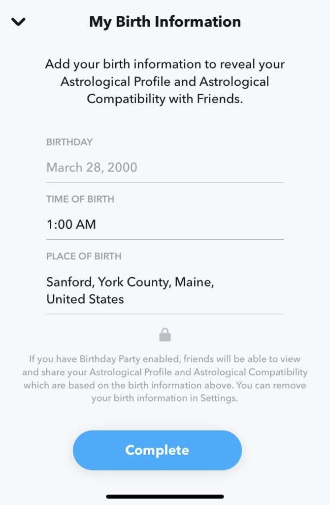 How to Set Up Your Astrological Profile on Snapchat image 3 - 4birth