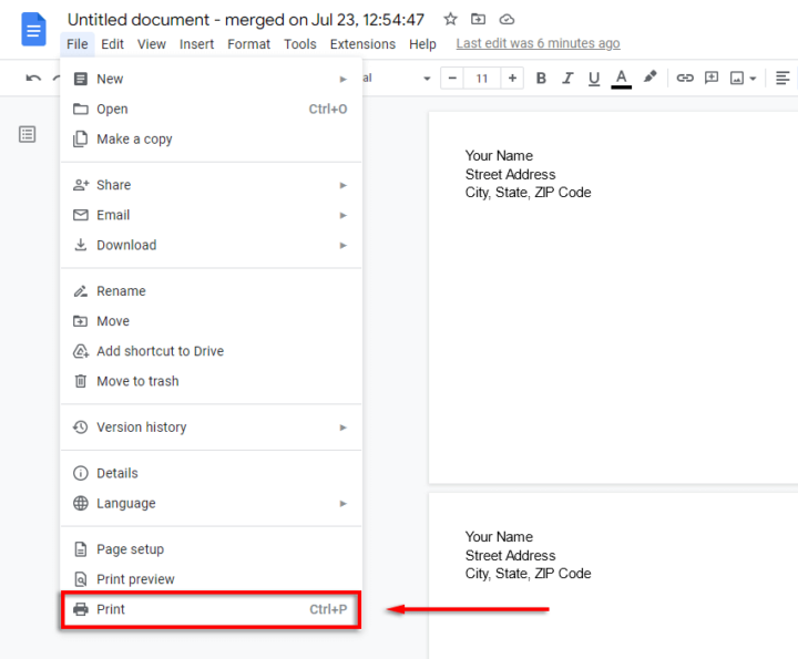 How to Print on an Envelope Using Google Docs