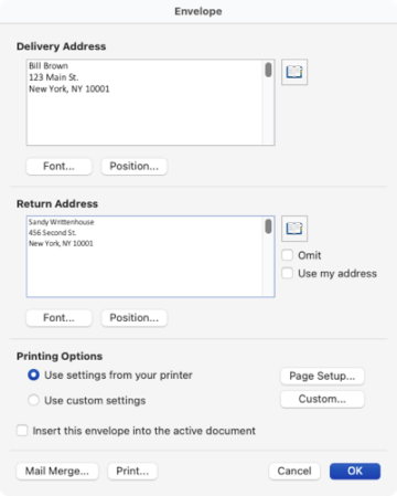 How to Print on an Envelope in Microsoft Word