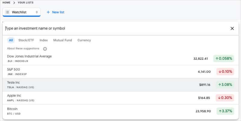 How to Set Up a Stocks Watchlist on Google Finance