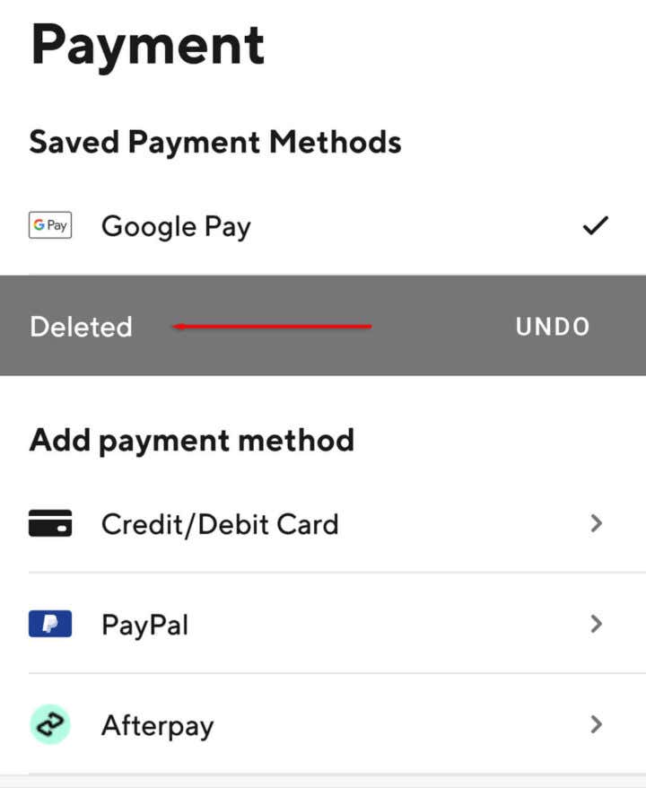 How to Remove Payment Cards From DoorDash