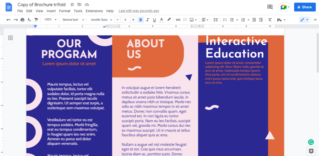 How To Make A Brochure On Google Docs Front And Back