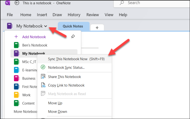 how-to-sync-a-notebook-in-onenote-for-windows