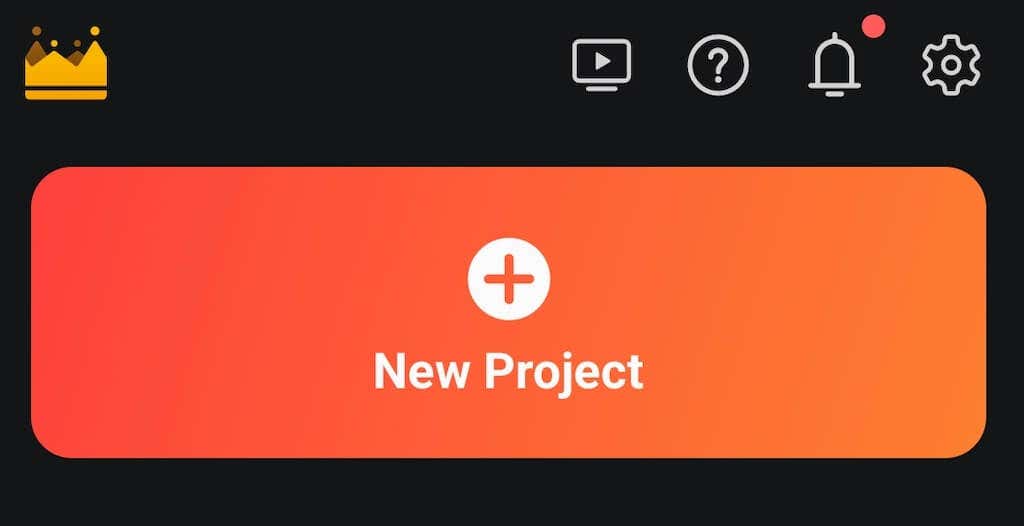 "New Project" button in the KineMaster app