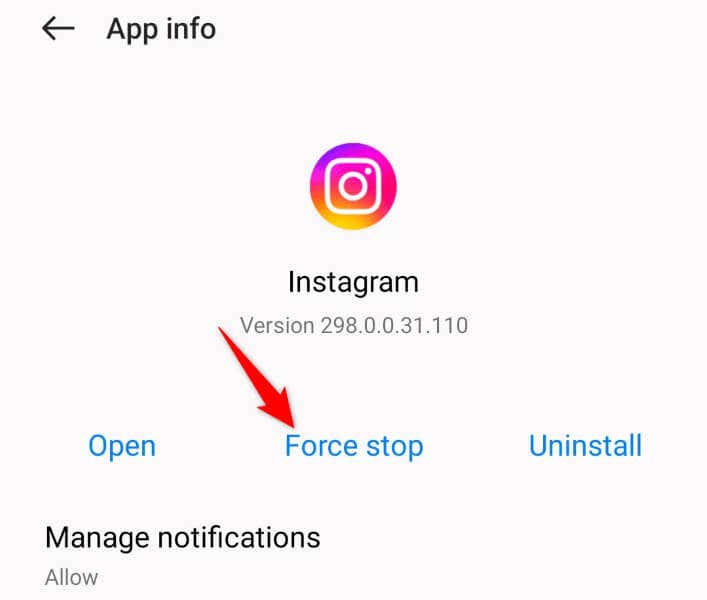 Force stop the instagram app on android - instagram-links-not-working-how-to-fix-the-issue-2-compressed