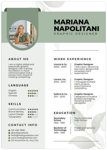 Green Aesthetic Resume A4 image