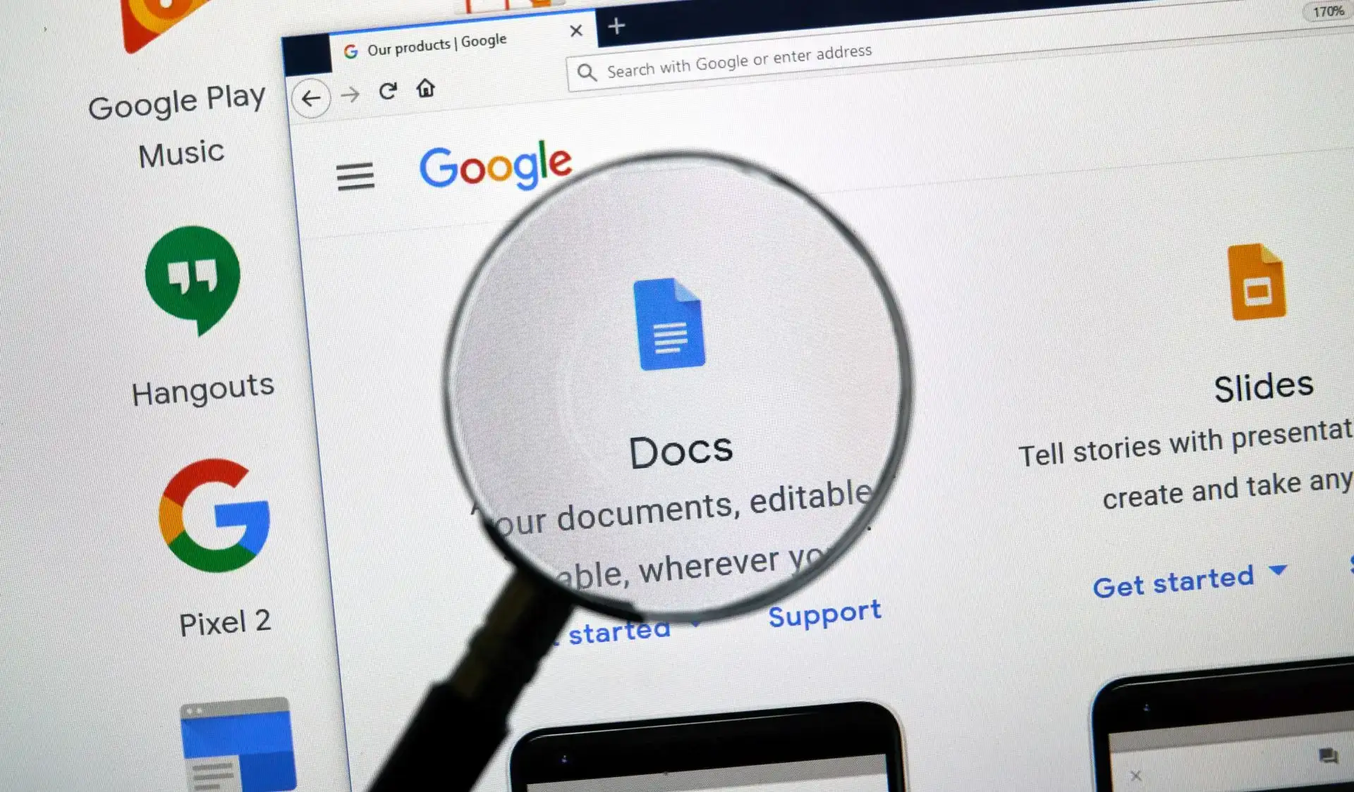 Google docs app on laptop screen - docs