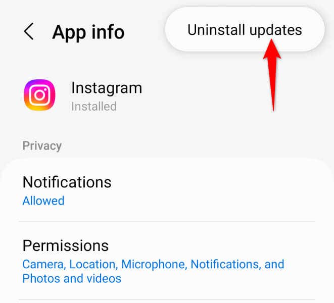 Uninstall Instagram’s App Updates on Android image - how-to-fix-instagram-notes-not-showing-7-compressed