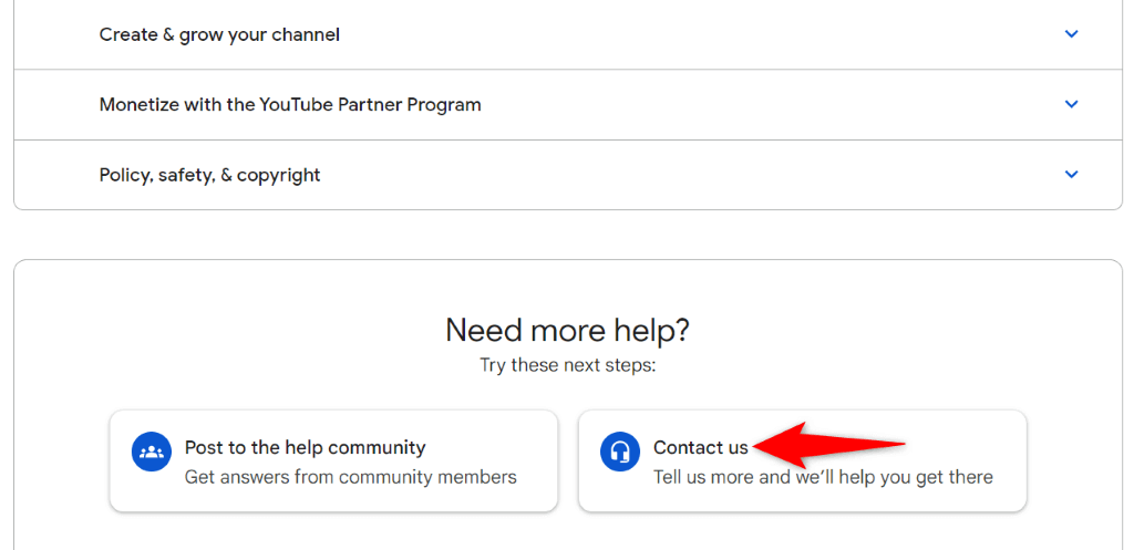 Contact YouTube Support image
