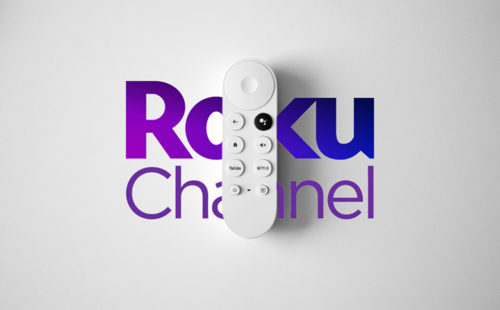 Google TV remote overlaying the Roku Channel logo - Google-TV-remote-overlaying-the-Roku-Channel-logo