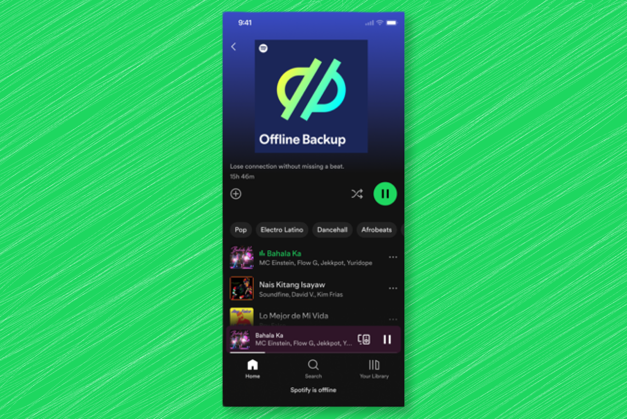 Screenshot showing Spotify's "Offline Backup" playlist - spotify-offline-backup