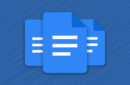 Three overlapping Google Docs logo on a blue background - three-google-docs-logo-on-a-blue-background